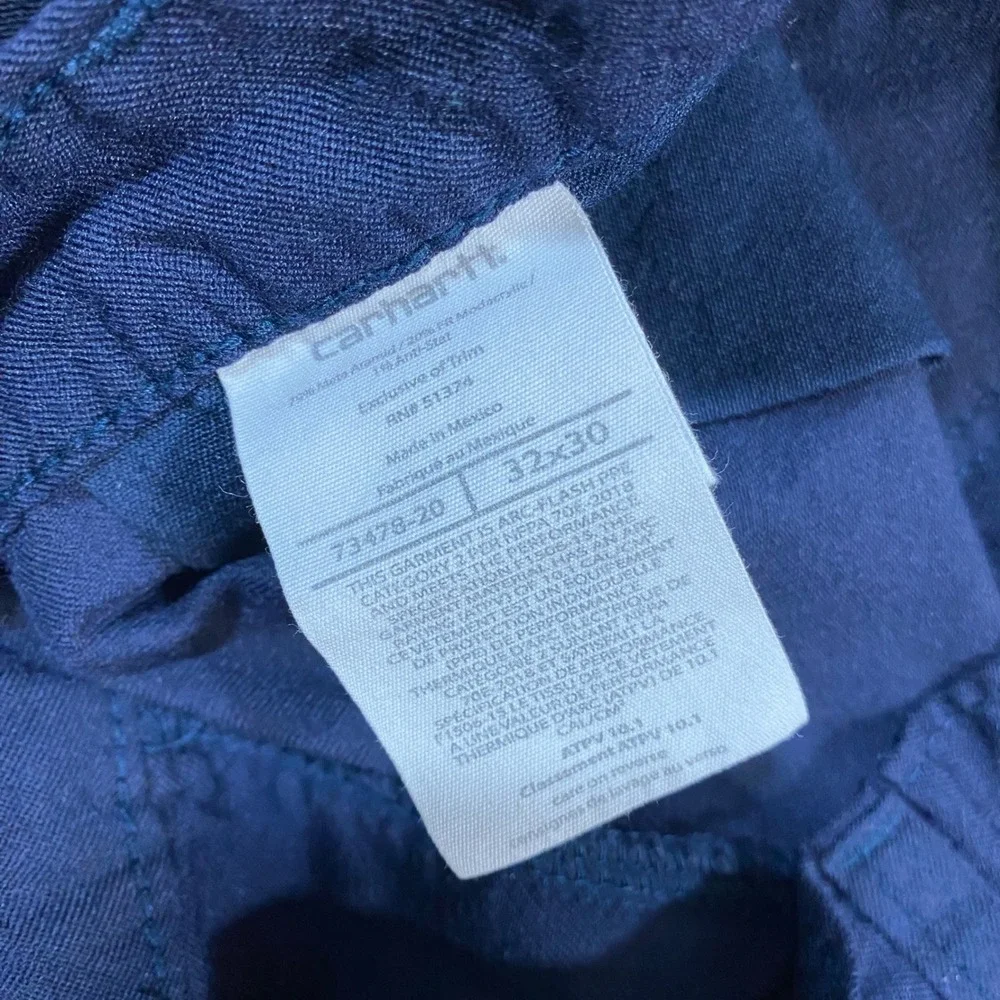 Carhartt Flame Resistant Work Pants NFPA 2112 Relaxed Fit Blue 32x30 - Picture 11 of 16